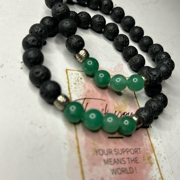 Lava Stone & Green Aventurine Bracelet - Picture 3 of 3